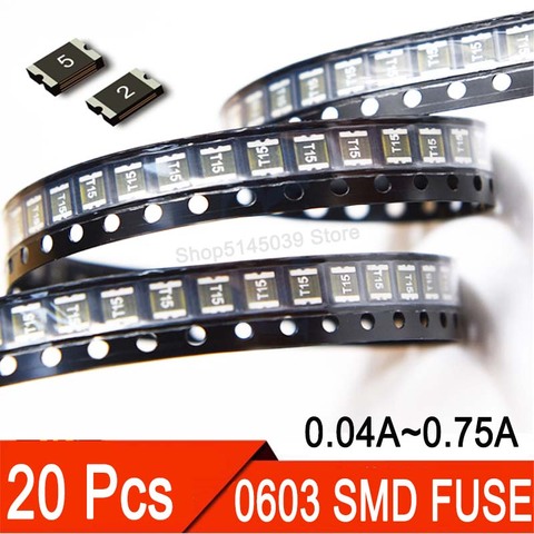 20 piezas 0603 40MA 50MA 100MA 0.2A 0.25A 0.35A 0.5A 0.75A 1A SMD fusible reajustable PPTC PolySwitch auto-Recuperación de fusible ► Foto 1/2