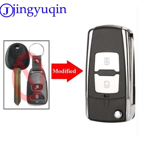 Jingyuqin-funda de llave de coche modificada 2b, cubierta Fob para Hyundai Elantra, carcasa en blanco ► Foto 1/5
