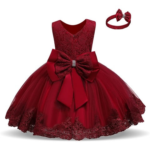 Ropa de 1er cumpleaños para niña, Vestido de tutú para boda, Vestido rojo de Navidad, Vestido de fiesta de noche, vestidos de princesa para niña ► Foto 1/6