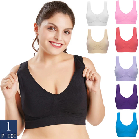 Queenral de talla grande sujetadores para mujeres sujetador sin costuras con almohadillas de gran tamaño 5XL 6XL Bralette sostén push-up sujetador chaleco inalámbrica BH ► Foto 1/6