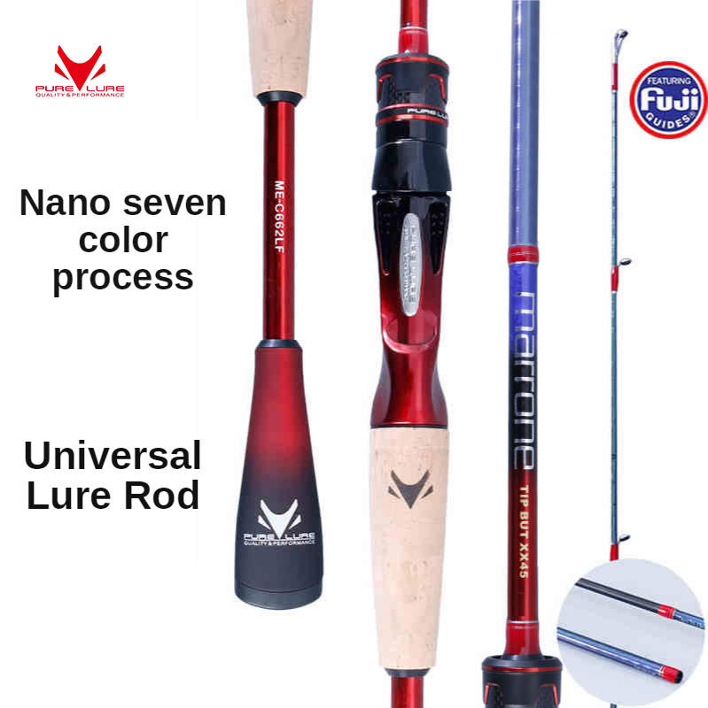 PURELURE Spinning Rod y Casting Rod Combo de alto carbono universal caña de pescar de lanzamiento largo en FUJI accesorios, plus carrete ► Foto 1/5