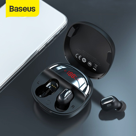 Baseus-auriculares TWS WM01 Plus, inalámbricos por Bluetooth 5,0, auriculares deportivos a prueba de agua con batería y pantalla LED ► Foto 1/6