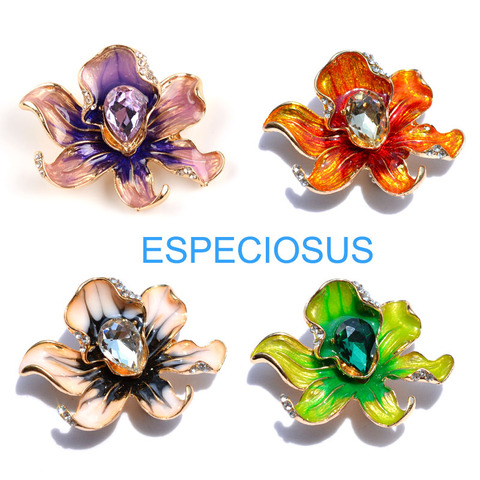 Pin elegante Rhinestone broche con flores joyería Lily oro pintado Color cristal jirafa mujeres pecho Pin Color púrpura prendas de señora ► Foto 1/6