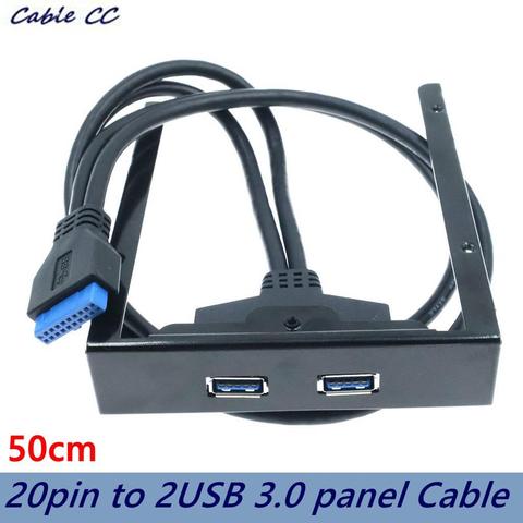 Soporte de cable de placa base de 20 pines a USB 3,0, divisor de 2 puertos, disco flexible, panel frontal de 50cm, la mejor calidad ► Foto 1/4