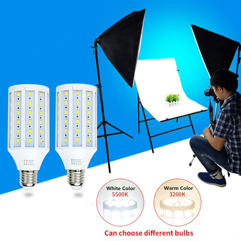 Bombillas de iluminación de mazorca de maíz para estudio fotográfico, Base de enchufe E27 para softbox para estudio de vídeo y fotografía, LED amarillo y blanco, 5600K ► Foto 1/6