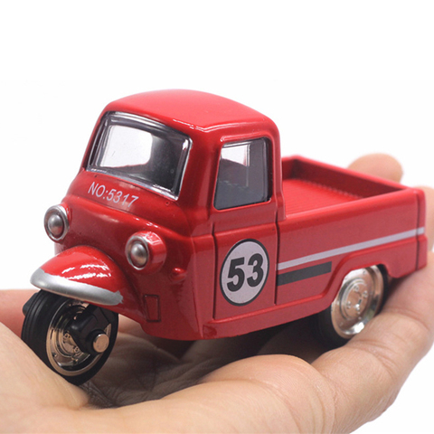 Mini Triciclo de plástico de aleación simulación Retro motocicleta de tres ruedas juguete Diecast Autorickshaw Modelo figura juguetes para niños regalos ► Foto 1/6