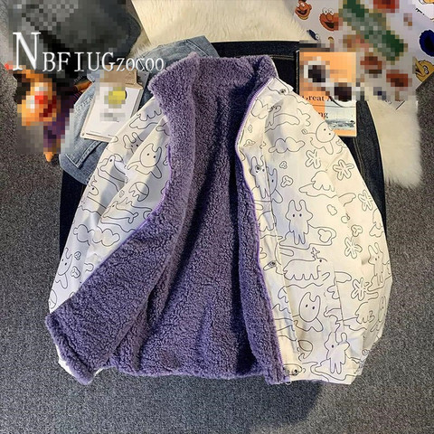 Chaqueta de doble cara para mujer, abrigo de imitación de lana de cordero, Moda para Estudiantes Coreanos ► Foto 1/6