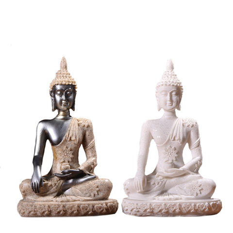 Estatua de Buda en miniatura, piedra arenisca natural de 11 estilos, figurita de Fengshui tailandesa, escultura de meditación India para decoración del hogar ► Foto 1/6