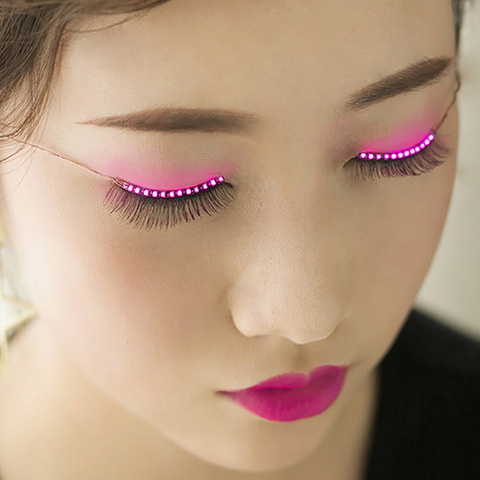 Pestañas postizas con luz LED para fiestas y Halloween, pestañas largas, maquillaje negro Nautral, hechas a mano ► Foto 1/4