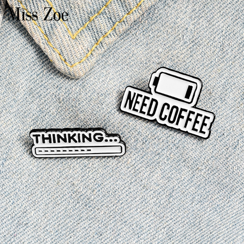 Coffee Mind-Pin esmaltado para mujer, insignia de barra del progreso, broche de la vida del café, pin de solapa personalizado, bolso de camisa, regalo de joyería Simple para amigo ► Foto 1/6