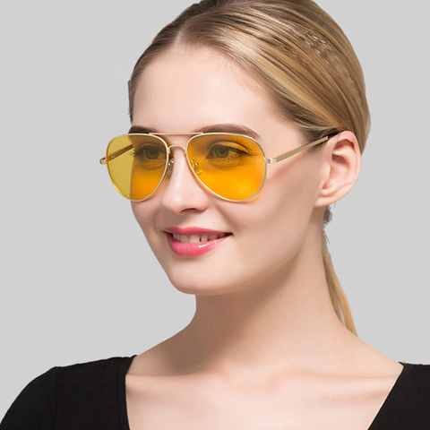 Gafas de sol de visión nocturna para hombre y mujer, lentes polarizadas de piloto, antideslumbrantes, color amarillo, envío directo ► Foto 1/6