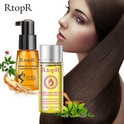 Marroquí pelo aceite esencial + cabello a base de hierbas de crecimiento de aceite esencial de la pérdida del Anti-pelo cabello nutritiva brillo gran conjunto ► Foto 1/6