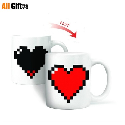 Taza mágica creativa con forma de corazón que cambia de Color, tazas de camaleones, Taza sensible al calor, café, té, leche, regalos novedosos tazas ► Foto 1/6