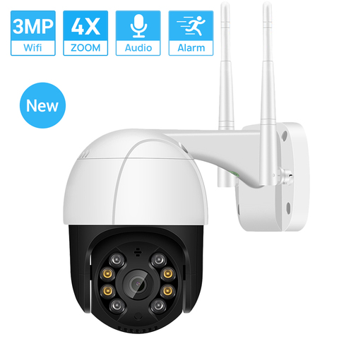 3MP Super Mini Pan/Tilt Cámara Wifi inalámbrico cámara IP ONVIF AI humanos detección 4xDigital Zoom Dual fuente de luz impermeable ► Foto 1/6