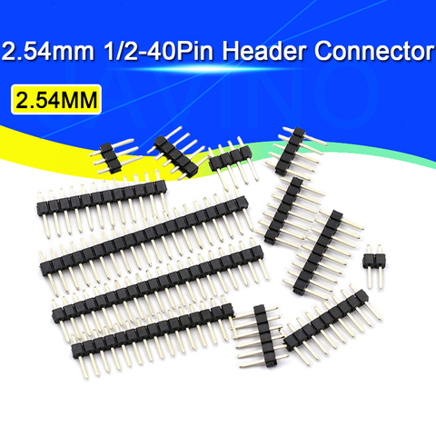 Conector de pines de placa PCB de una sola fila macho, 20/10x40P, 2,54mm, 2/3/4/5/6/8/10/12/20/40 pines para Arduino, 50/1/2 Uds. ► Foto 1/3