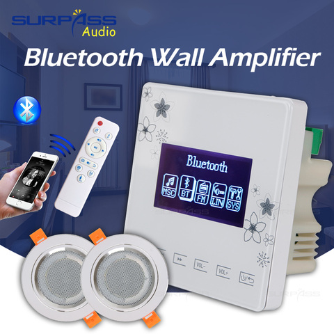 Kit de altavoces de techo impermeables para baño, miniamplificador de pared con Bluetooth, pequeños altavoces, sistema de sonido para el hogar ► Foto 1/6