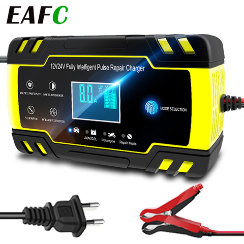 Cargadores de batería automáticos para coche, 12V-24V, 8A, pantalla LCD Digital, cargadores de energía, cargadores de reparación, ácido de plomo seco y húmedo ► Foto 1/6