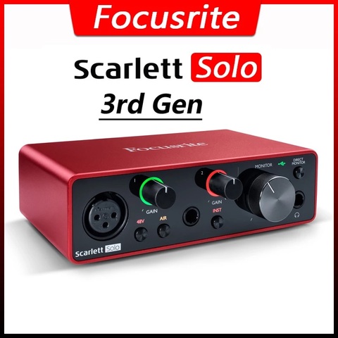 Focusrite Scarlett Solo-amplificador de auriculares de 3. ª generación, tarjeta de sonido de 24 bits/192kHz, convertidores AD ► Foto 1/5