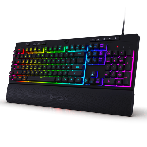 Redragon K512 Shiva RGB teclado Gaming de membrana retroiluminada con teclas Multimedia, 6 teclas Macro Extra a bordo, Control Multimedia ► Foto 1/6