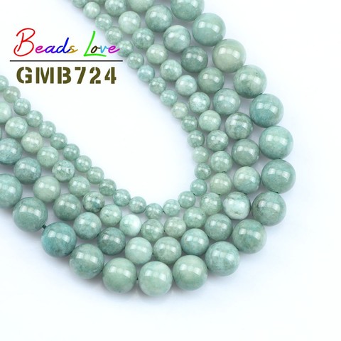 Cuentas de piedra Natural de jade birmano, abalorios redondos sueltos de 6MM-12MM para fabricación de joyas, pulsera hecha a mano, collar, joyería de 15 pulgadas ► Foto 1/6