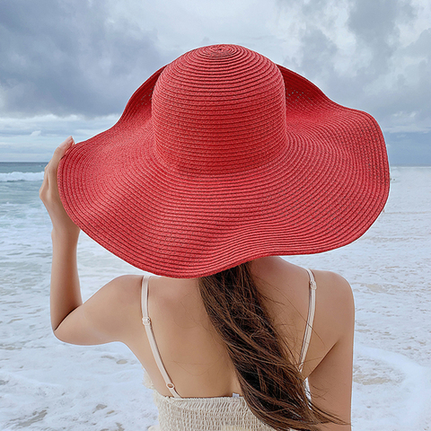 MAERSHEI-sombreros de sol con letras tejidas a mano para mujer, sombrero de paja con lazo negro de ala grande, sombreros de playa al aire libre para verano ► Foto 1/6