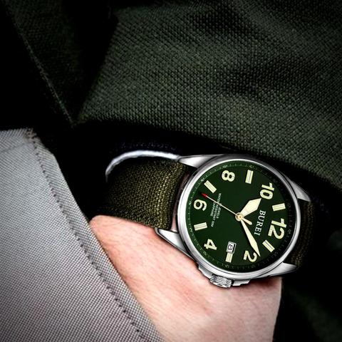 NH35 BUREI-reloj de marca de lujo para hombre, automático, zafiro, mecánico, militar, informal, correa de lona, Masculino, 2022 ► Foto 1/6