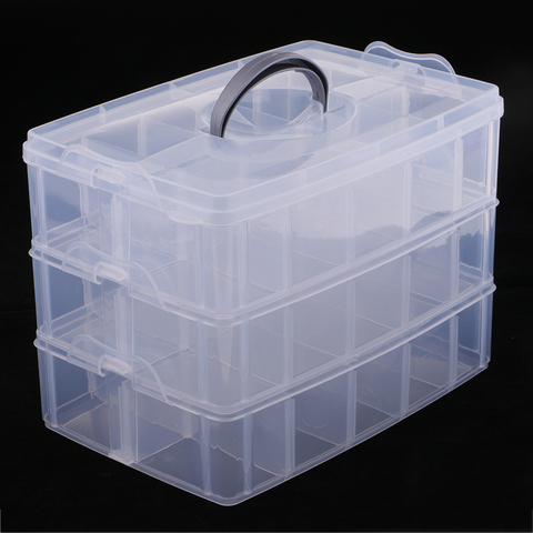 Caja de almacenamiento de plástico con 3 capas, 30 lugares para organizar cajas, ajustable ► Foto 1/6