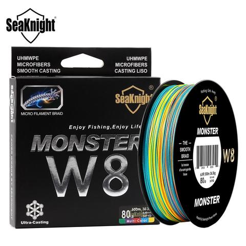 SeaKnight-línea de pesca trenzada multicolor W8, 300M, 500M, líneas de PE de 8 hebras, 100% capa UV, baja extremadamente para agua salada, 20-100LB ► Foto 1/6