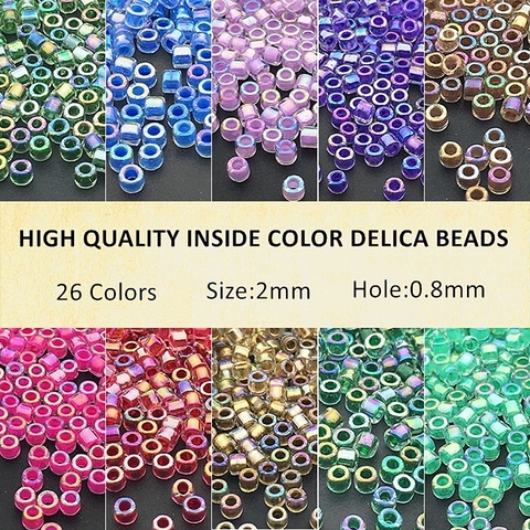 Cuentas de Miyuki Delica de 2mm dentro de colores teñidos cuentas de semilla de cristal sueltas para hacer joyas, pendientes de pulsera Diy accesorios de costura ► Foto 1/6