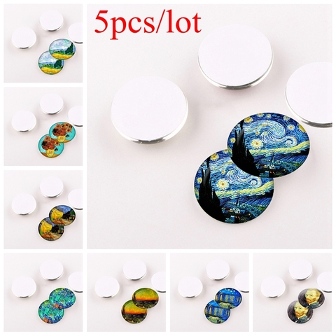 5 unids/lote Van Gogh aceite de pintura de vidrio de 25mm cabujón hecho a mano suministros de joyería para colgante pulsera haciendo ► Foto 1/1