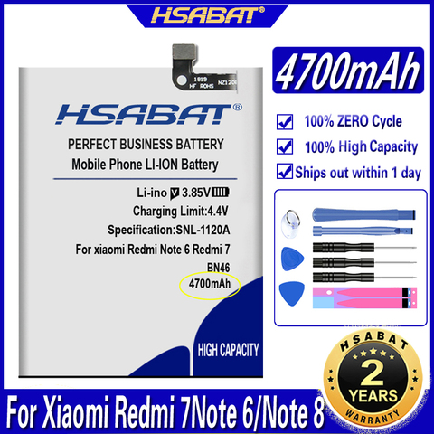 HSABAT BN46 batería de 4700mAh para Xiaomi Redmi 7 Redmi7 Redmi Nota 6 Redmi Note6 Note8 Nota 8 ► Foto 1/6