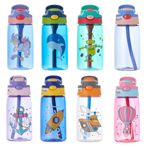 480ML vaso de agua para niños creativos dibujos animados de alimentación de bebé tazas con pajitas a prueba de fugas botellas de agua para Outdoor portátil de los niños tazas ► Foto 1/6