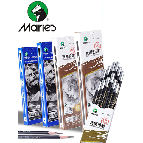 1pc Maries profesional boceto dibujo a lápiz/lápiz de carbón 2H HB B 2B 3B 4B 5B 6B 7B 8B 10B artículos de dibujo artístico suministros ► Foto 1/6