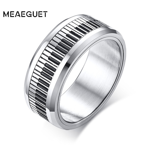 Anillo giratorio para hombre, Música, Piano, teclado, acero inoxidable, nuevo regalo para hombre, novio ► Foto 1/6