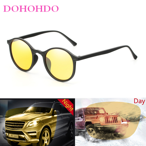 DOHOHDO-gafas de sol de visión nocturna para hombre y mujer, lentes de sol Unisex con montura redonda clásica amarilla, gafas para Conductor, UV400 ► Foto 1/6