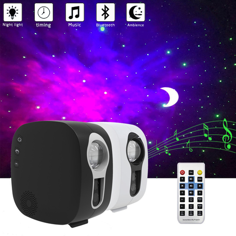 Proyector de cielo estrellado con Bluetooth, proyector de luz de noche LED Galax Nebula Ocean Music Speaker Control Star Projector lámpara de Noche De Luna ► Foto 1/6