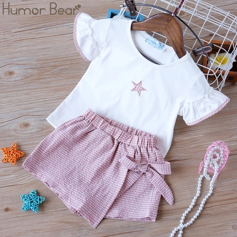 Humor Bear-ropa para bebé niña, traje de verano con estampado de estrellas, ropa para niño niña, camisetas + pretina, falda de 2 a 6 años, 2022 ► Foto 1/6