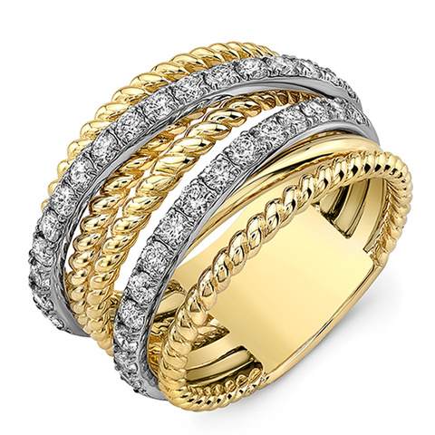 Anillo de mujer Huitan de lujo de hilo cruzado Color dorado con piedra de circonita de Micro Cristal, anillos de boda delicados, joyería de moda para mujer ► Foto 1/6