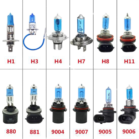 1PC de coche lámpara halógena H1 H3 H4 H7 H8 H11 880, 881, 9004, 9005, 9006, 9007 Auto bombilla halógena niebla luces 12V 12V 6000K faros lámpara ► Foto 1/6