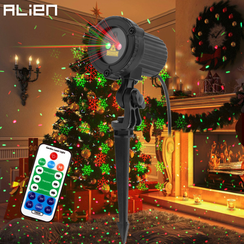 ALIEN-proyector de luz láser para Navidad, luz roja y verde con puntos de estrellas móviles, copos de nieve, árbol de Navidad, fiesta, jardín al aire libre, iluminación impermeable ► Foto 1/6