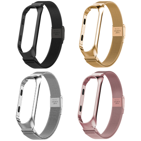 Correa de Metal para Xiaomi Mi Band 3 y 4, Correa de acero inoxidable milanesa Compatible con pulsera ► Foto 1/6