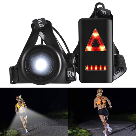 Luces LED impermeables para deportes al aire libre, linterna de noche para ciclismo, luz de advertencia para bicicleta, lámpara de pecho USB para caminar y trotar ► Foto 1/6