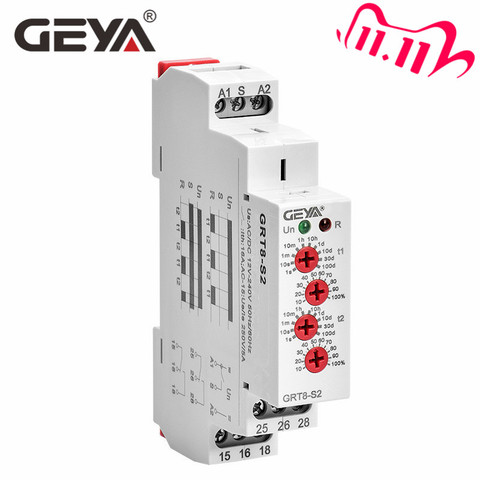 Envío Gratis GEYA GRT8-S asimétrica ciclo relé temporizador SPDT 220 V 16A AC/DC12V-240V electrónicos repetir de relé ► Foto 1/6