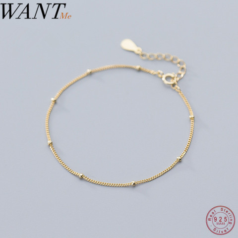 WANTME-pulsera minimalista de cadena de eslabones para mujer, joyería de plata de ley 925 auténtica, regalo 2022 ► Foto 1/6