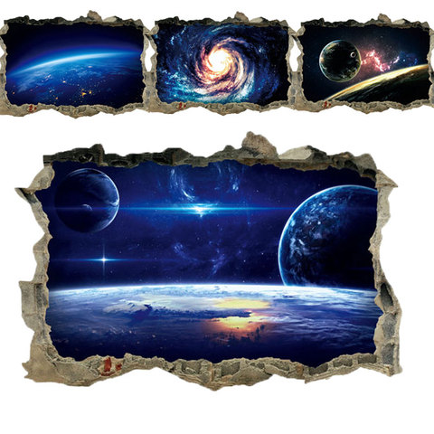 Creativo 3D universo Galaxy pegatinas de pared para techo etiqueta engomada de la ventana decoración Mural personalidad suelo impermeable etiqueta engomada ► Foto 1/5