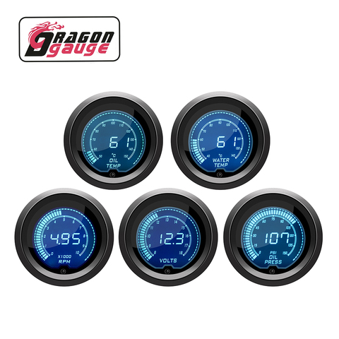 「 Dragón 」 52mm tacómetro de temperatura del agua. De aceite de prensa de aceite de pantalla Digital LED 7 cambio de colores medidor del coche de 12V 12V Coche ► Foto 1/6