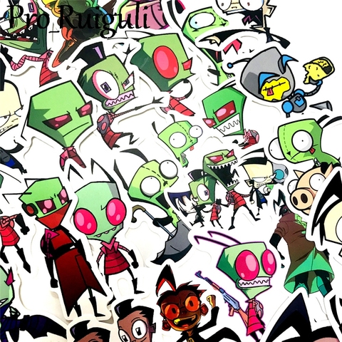 Pegatinas de personajes de dibujos animados de Invader Zim, calcomanías divertidas de anime para álbum de recortes, bricolaje, decoraciones impermeables para teléfono y portátil, 50 Uds. ► Foto 1/6