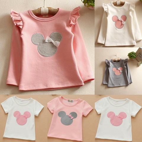 Chicas nueva primavera y el verano de 2022 de dibujos animados Minnie niños camiseta que basa la camisa de los niños de Otoño de 2022 de dibujos animados bordado ► Foto 1/6