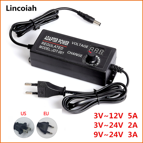 Adaptador Universal con pantalla de visualización fuente de alimentación regulada por voltaje adatpor 3 12 24 V CA ajustable a DC 3V-12V 3V-24V 9V-24v ► Foto 1/6