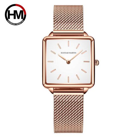 Japón movimiento gota envío mujeres Rosa oro Simple moda Casual reloj de pulsera de marca de Lujo Señora cuadrado relojes reloj femenino ► Foto 1/6